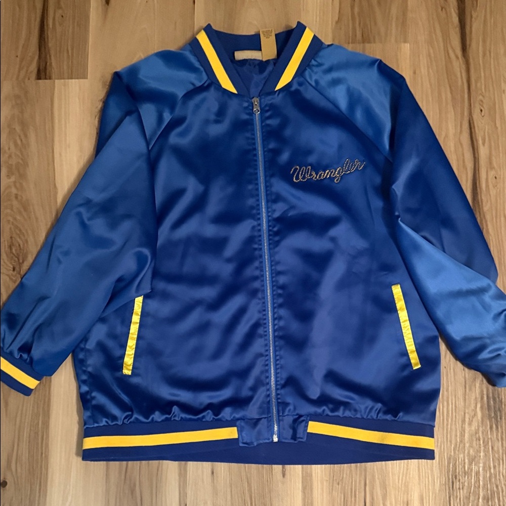 Wrangler Women’s Satin Blue Jacket with Yellow Trim